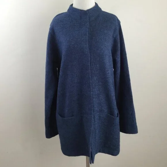 PureJill Wool Blend Button Blue Cardigan m - Picture 8 of 9